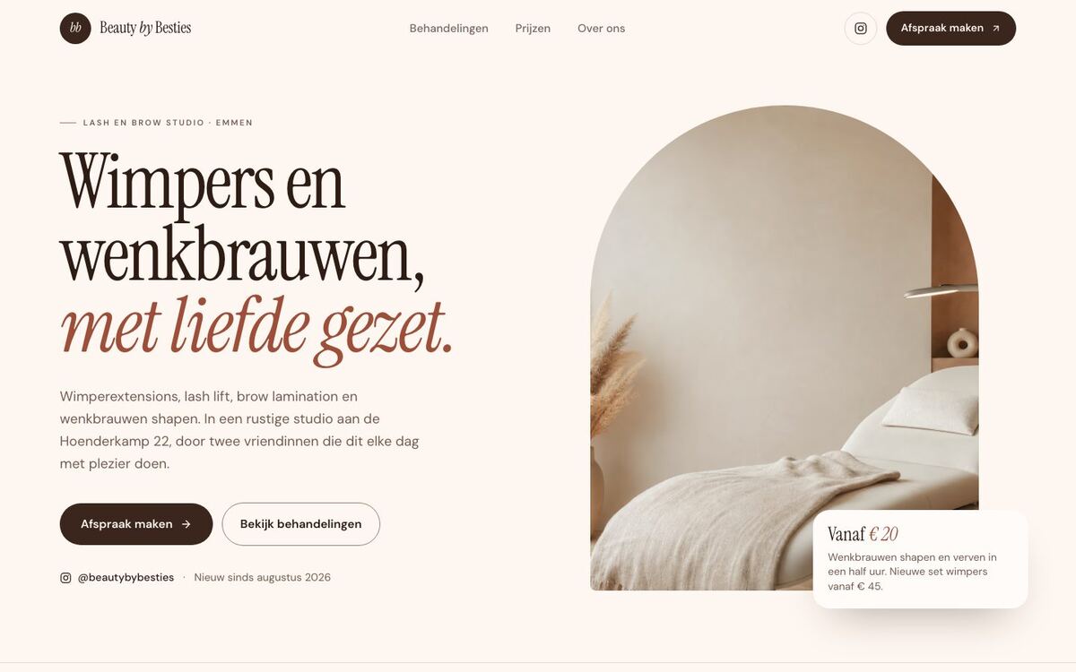 De website van Beauty By Besties