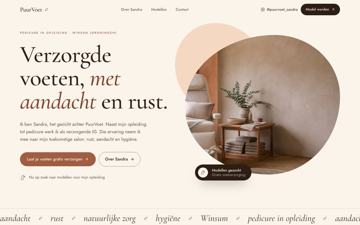 De website van PuurVoet Pedicure