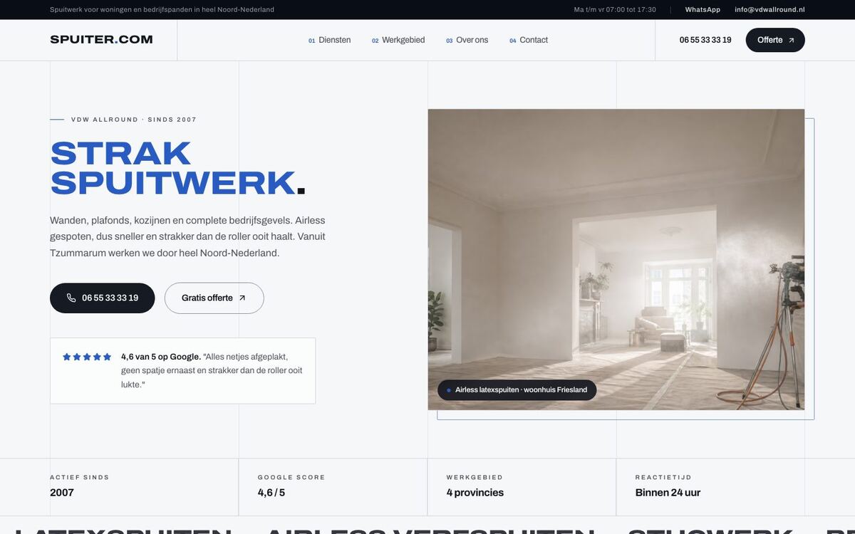 De website van Spuiter.com op een laptop