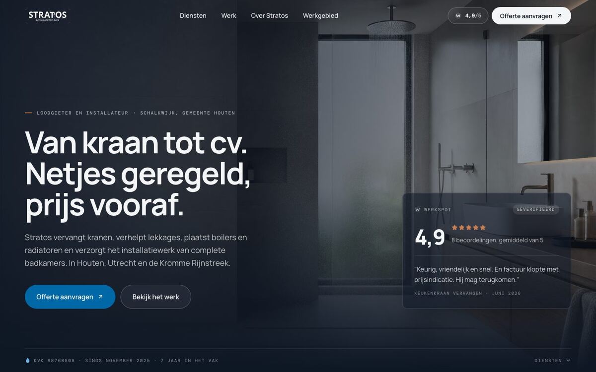 De website van Stratos Installatietechniek