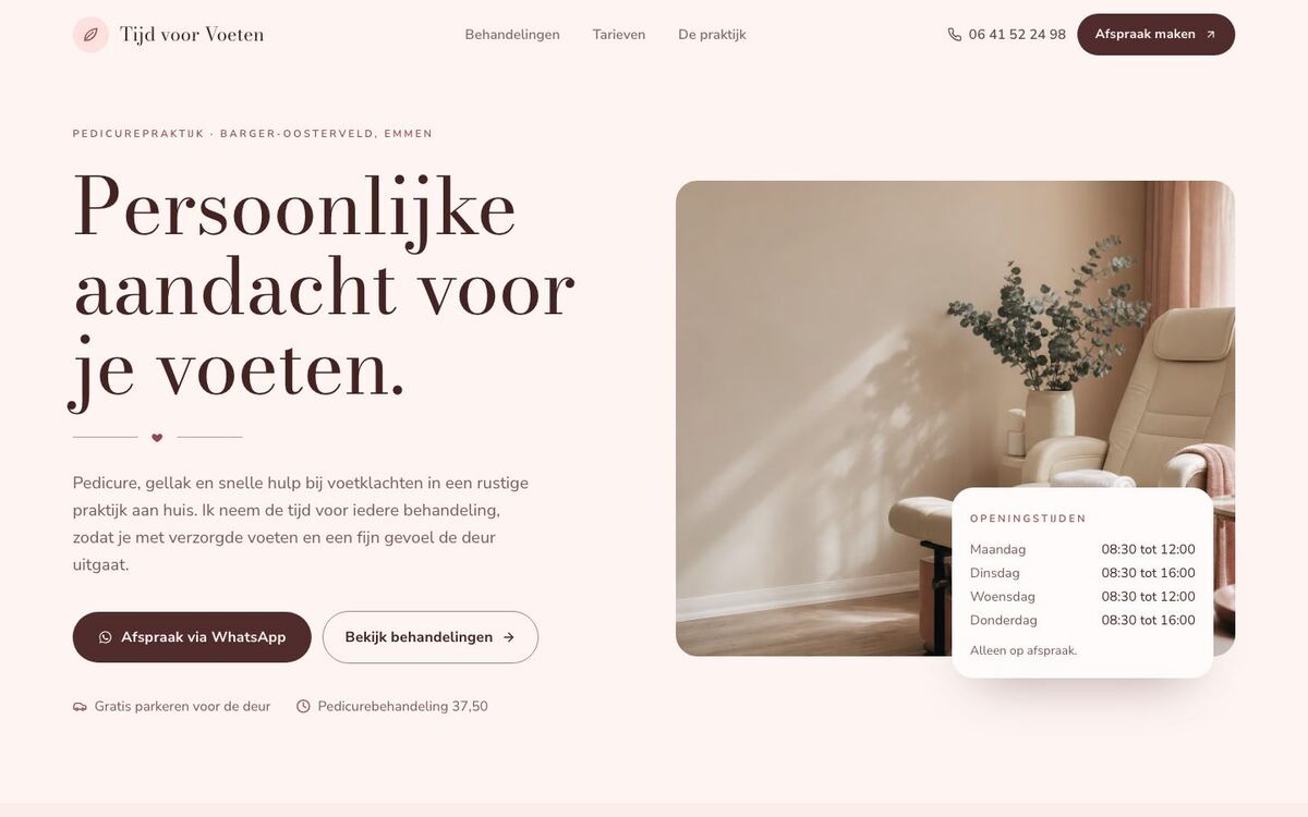 De website van Tijd voor Voeten